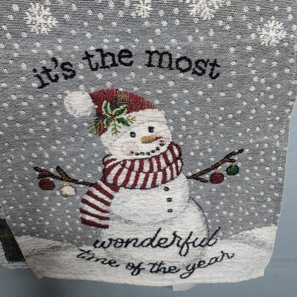 Winter Snowman It's The Most Wonderful Time of the Year Table Runner 72 x 13" - Picture 1 of 4